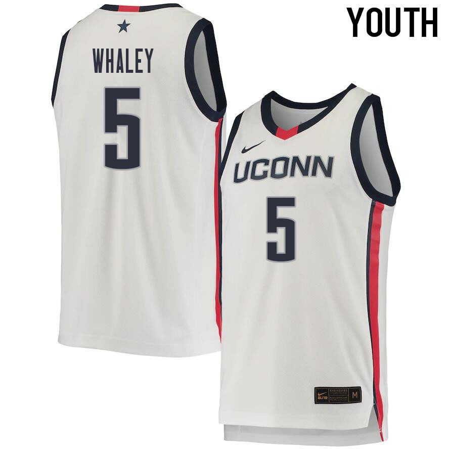 2021 Youth #5 Isaiah Whaley Uconn Huskies College Basketball Jerseys Sale-White
